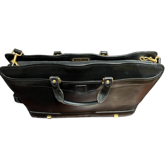 HARTMANN  Lombardo Black Belting Leather Briefcase Messenger Bag AMERICAN Made - Picture 4 of 11